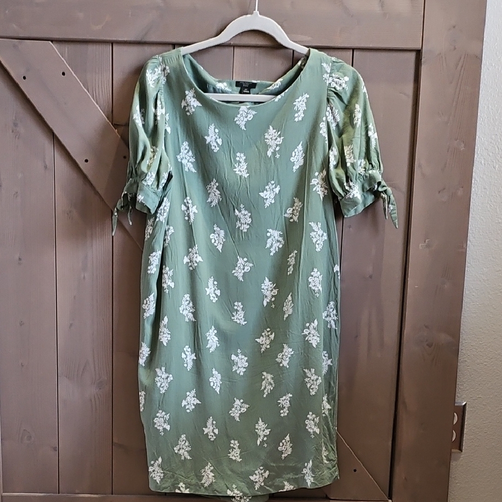Ann Taylor Olive Green Floral Midi Dress